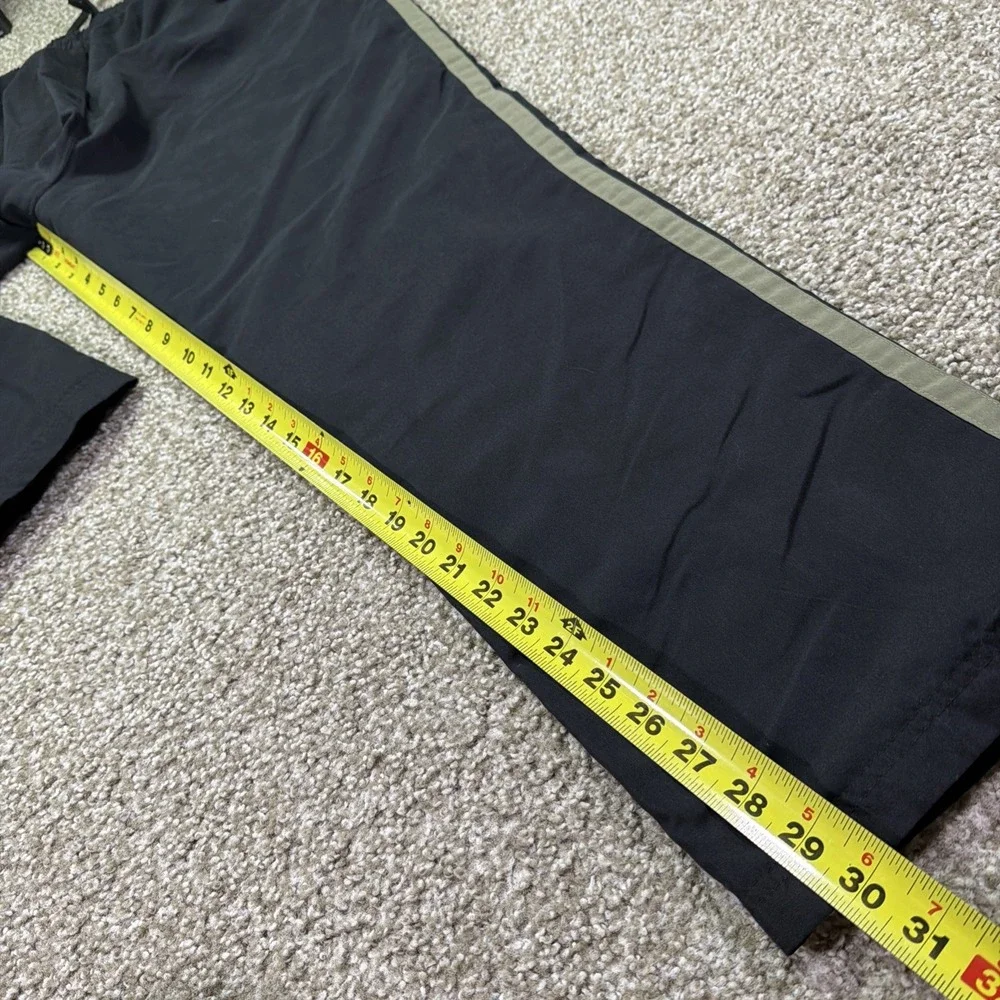 Vintage Russell Athletic Black Track Pants Olive Striped Size Large Y2k Open Hem